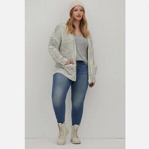 Torrid Cocoon Fleece Knit Cardigan Gray/White Merle Size 4X